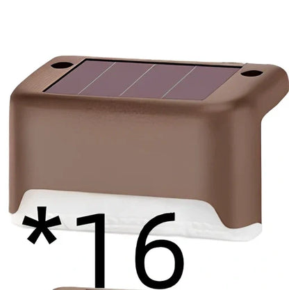 Coffee-coloured solar step light with amorphous silicon panel for outdoor staircase and garden illumination