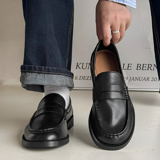 Men's slip-on casual shoes in apricot colour with microfiber upper and rubber sole.