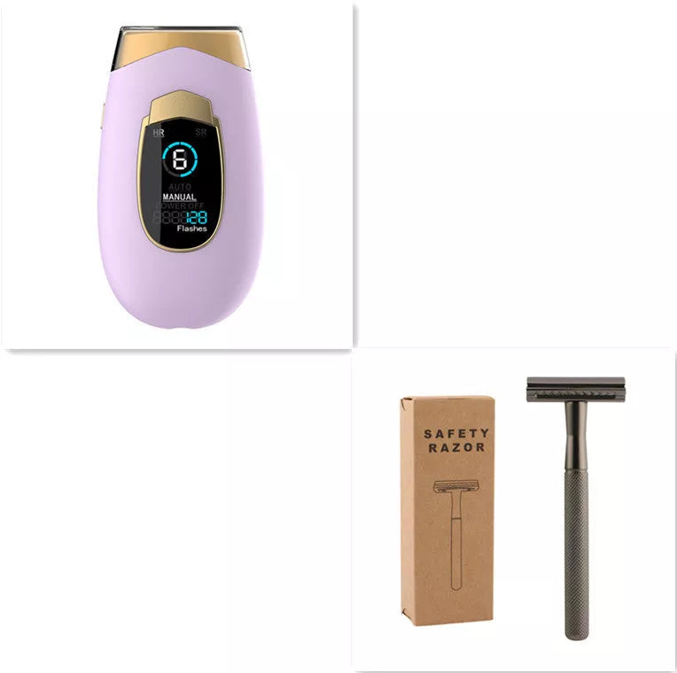 Laser hair removal device for home use in various colors with goggles and power adapter