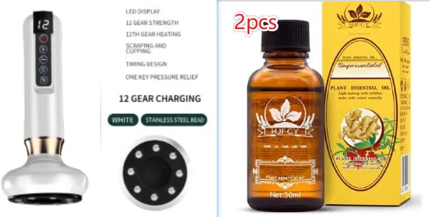 Green electric vacuum cupping massager device with USB charging cable