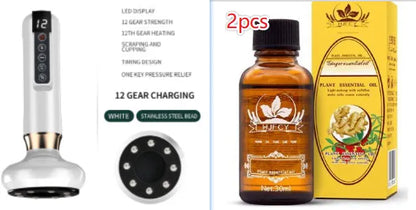 Green electric vacuum cupping massager device with USB charging cable