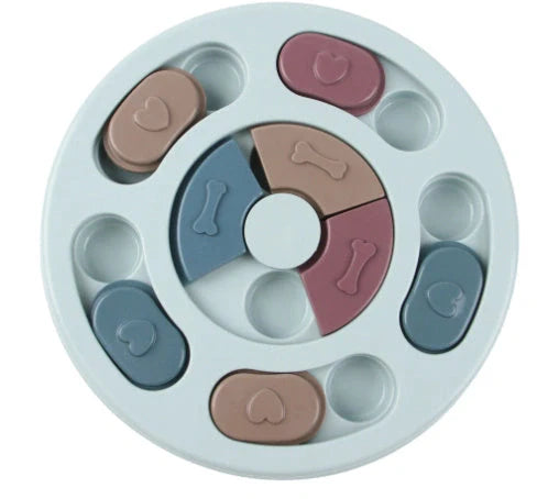 Interactive dog puzzle toy in various colors and styles for small to medium breeds