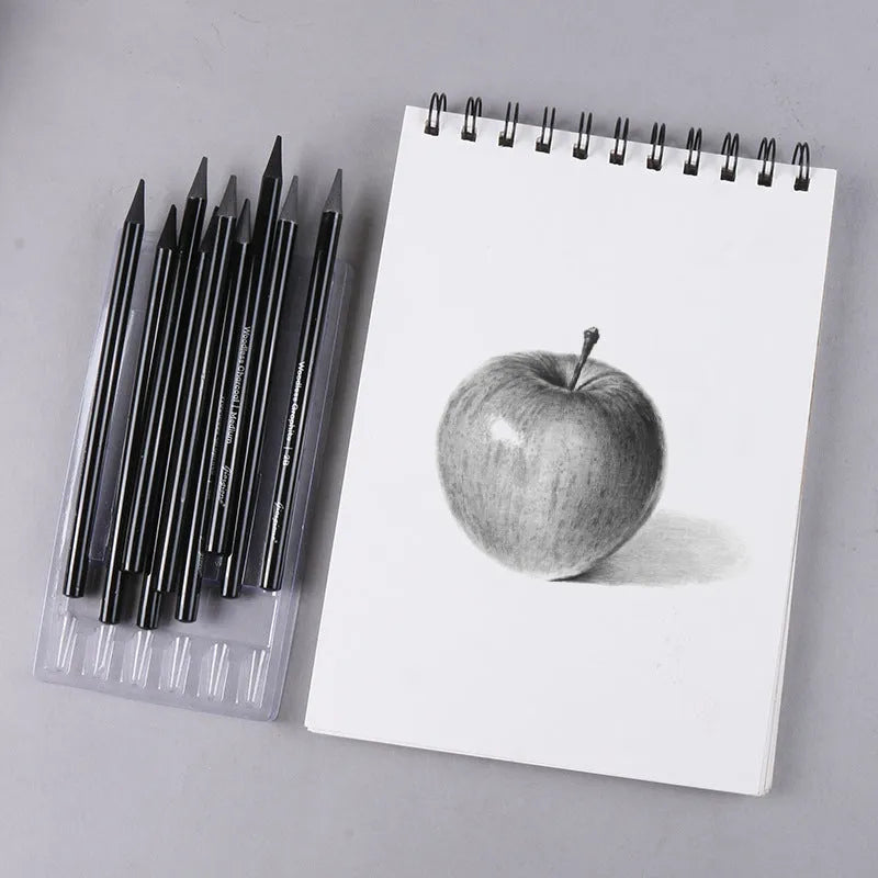 Carbonized Pencil Suit with six graphite and three carbonized pencils on suction card packaging
