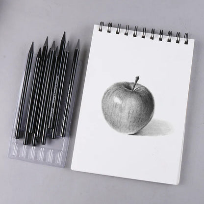 Carbonized Pencil Suit with six graphite and three carbonized pencils on suction card packaging