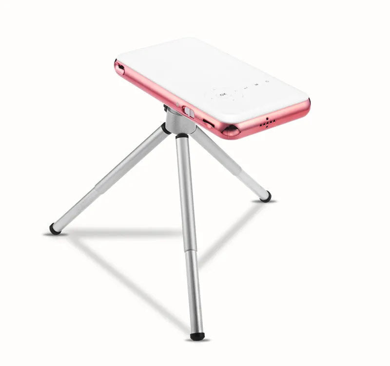 White and rose gold M6S miniature portable Android DLP smart projector with compact design.