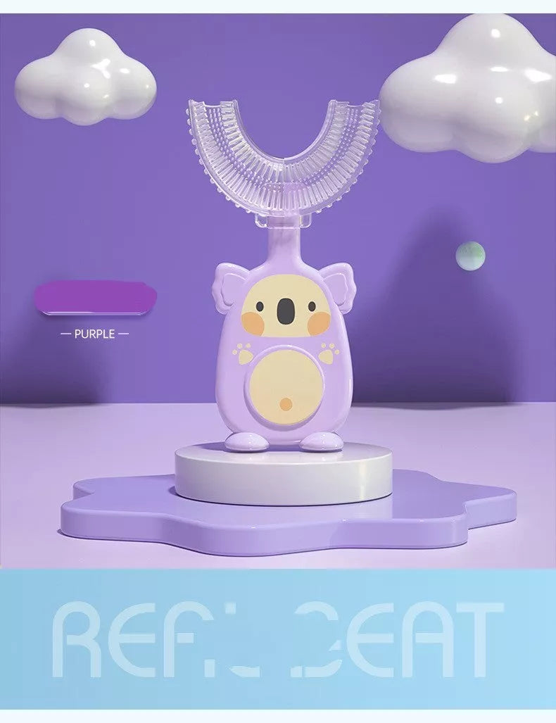 Zhuanzhuanxiong Children's U-shaped Silicone Toothbrush in vibrant koala designs