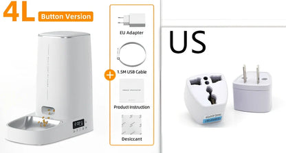 ROJECO white automatic pet feeder with stainless steel bowl and digital control panel