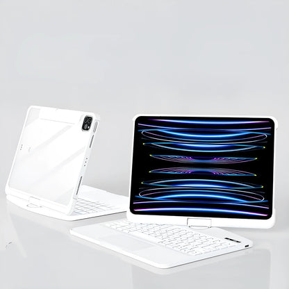 Transparent protective case with integrated wireless keyboard for iPad Pro and iPad Air tablets
