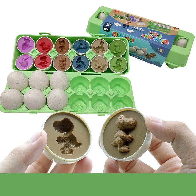 Educational shape matching egg toy with 12 colourful plastic eggs in storage case