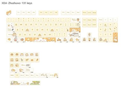 Custard design mechanical keyboard keycap set for 68 75 98 100 column layouts in mouse grey and yellow colourways