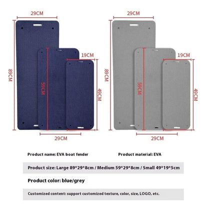 Blue EVA foam boat bumper fender showing size and textured surface.