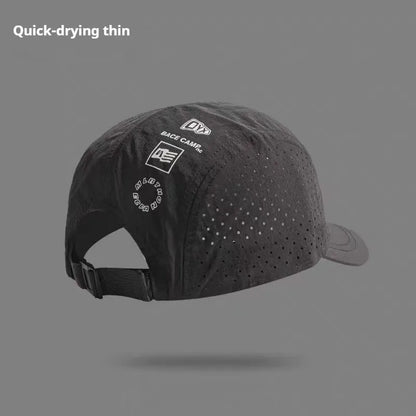 Men's adjustable baseball cap in breathable mesh fabric, shown in black, grey, green, khaki, or purple.