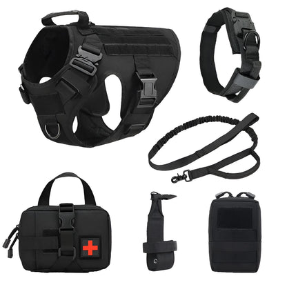 Dog training vest battle suit set in polyester with chain and rope accessories