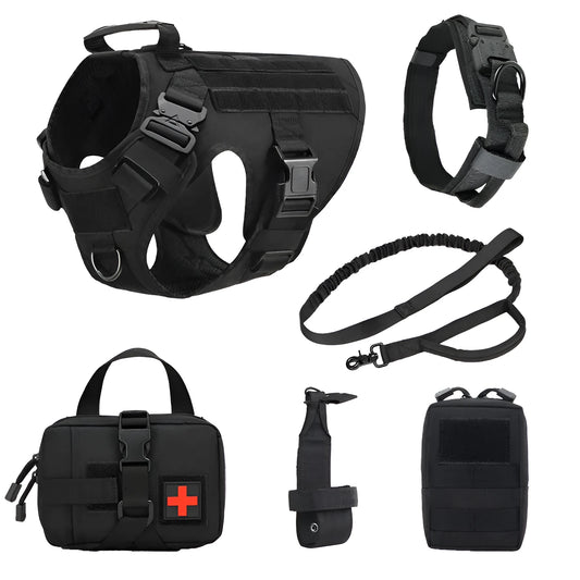 Dog training vest battle suit set in polyester with chain and rope accessories