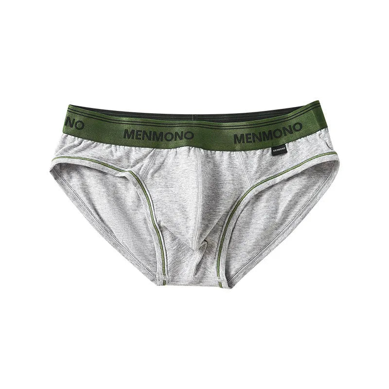 Men's low waist cotton briefs in a two-tone colour option on a plain background