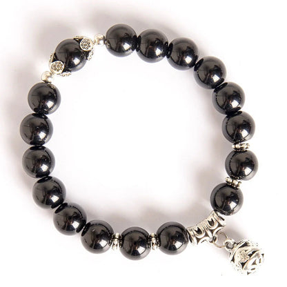 10MM Hollow Ball Korean Style Crystal Opal Beaded Bracelet in black, purple, white, pink, and green