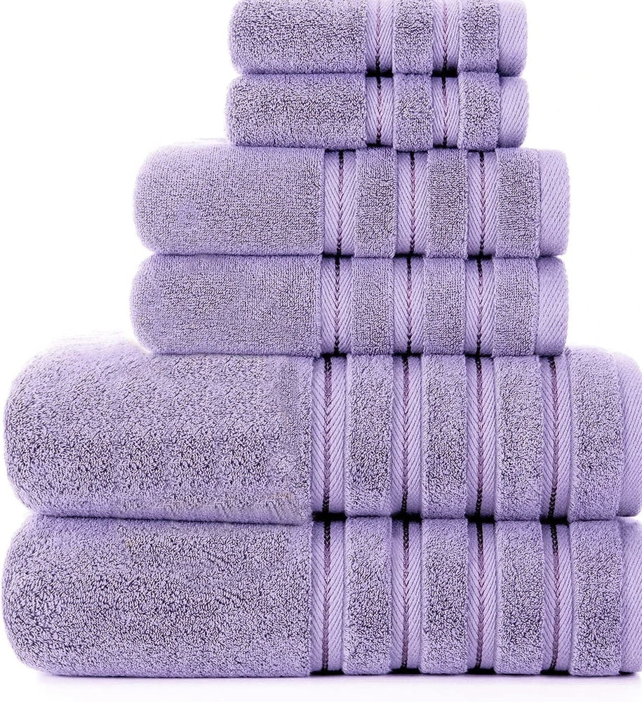 Long staple cotton towel set with three sizes: face cloth, hand towel, and bath sheet in navy blue