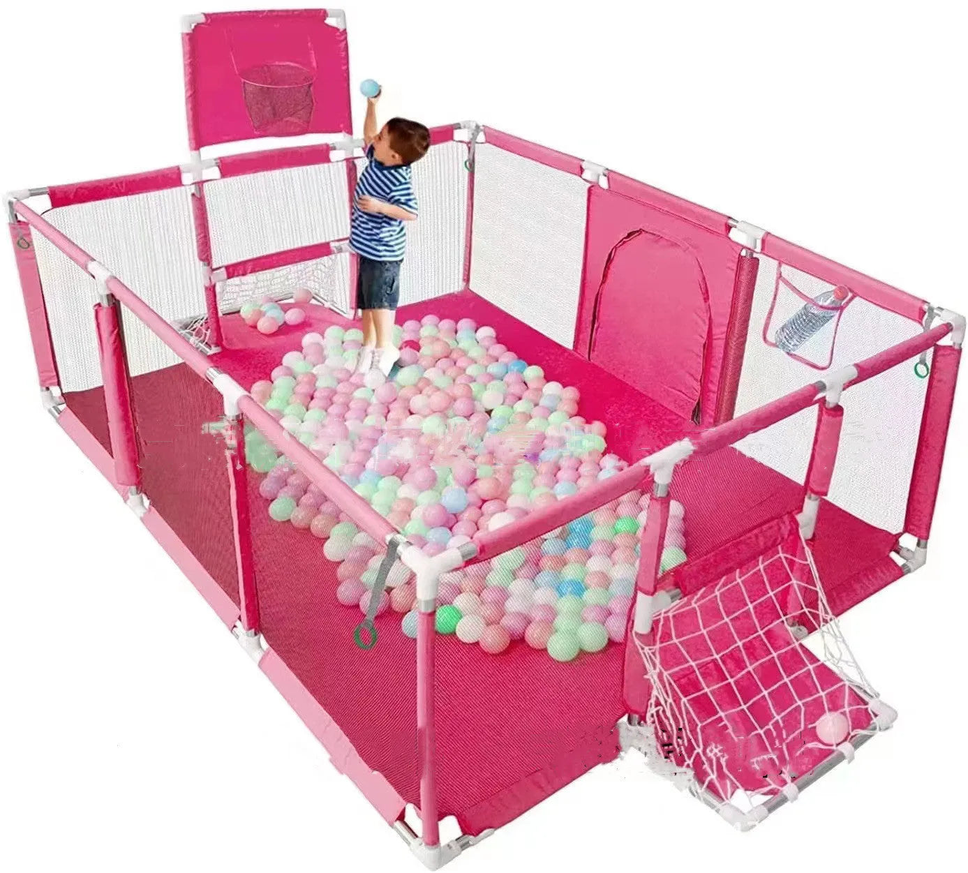 Children's playpen tent with steel pipe framework and Oxford cloth fencing in multiple colour options
