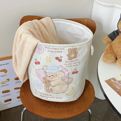 Foldable cotton laundry basket in modern simplicity design with large capacity for bedroom storage