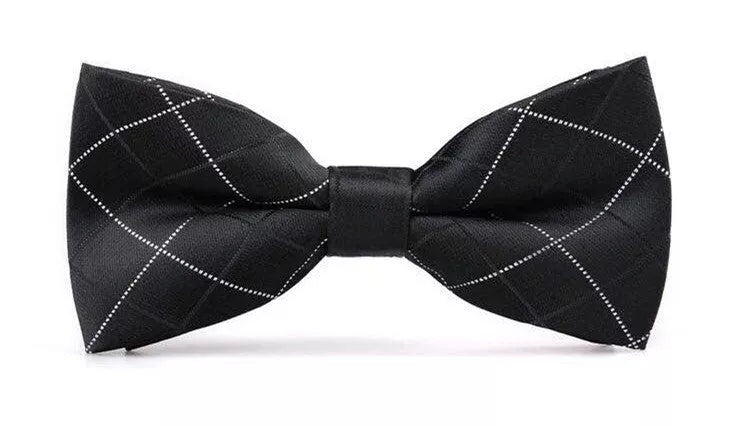 Men's British formal wedding bow tie in light blue stripes, made from durable polyester yarn.