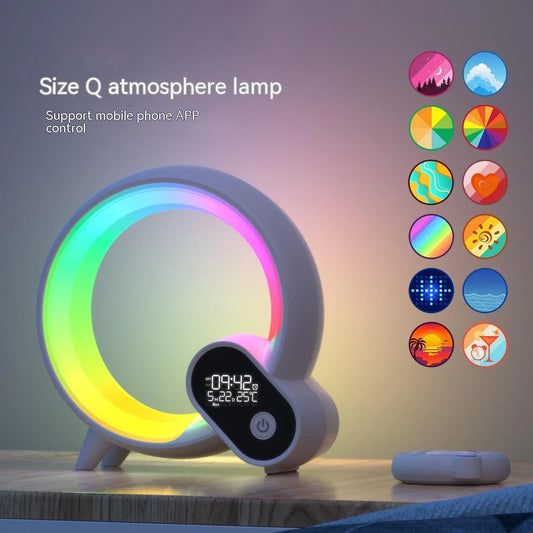 Intelligent Bluetooth Alarm Clock with Colorful Atmosphere Light, Features 15 White Noise Tracks and Smart Phone Control