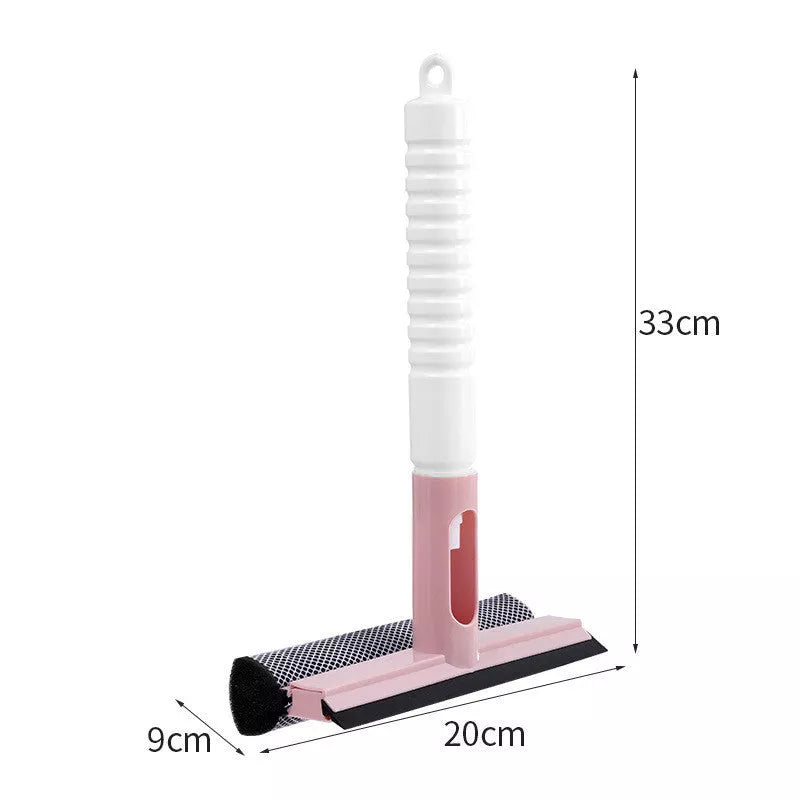 Multifunctional glass scraper squeegee in green, white, and pink for efficient cleaning