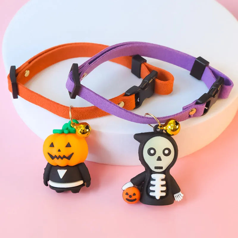 Halloween pet collar decoration with luminous patterns in adjustable sizes from 16cm to 56cm