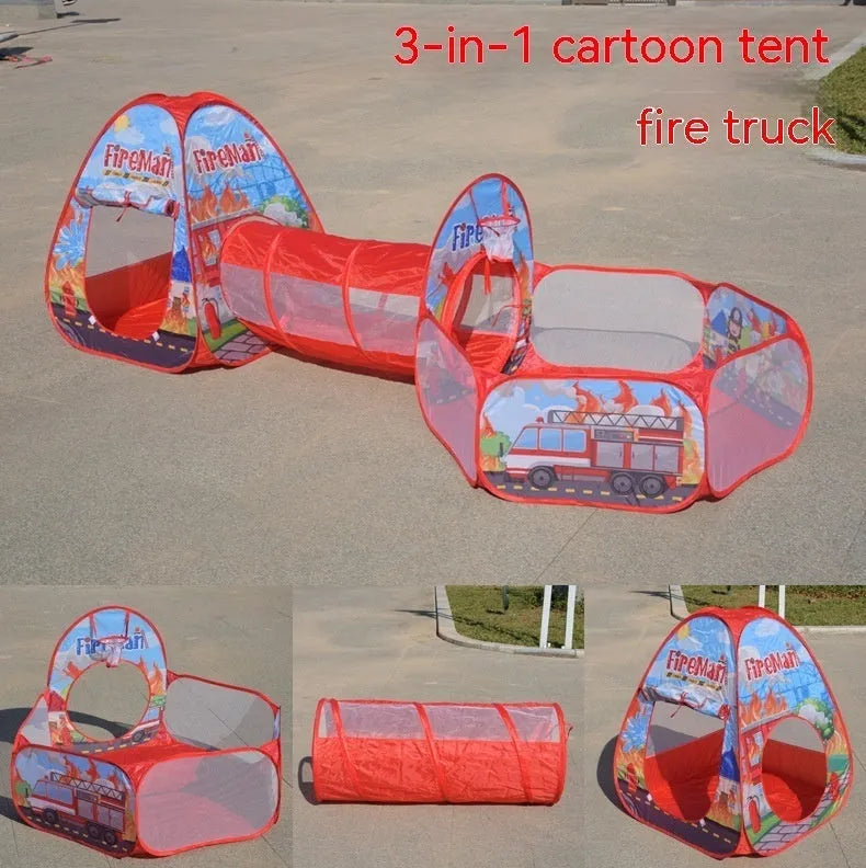 Underwater World children's three-in-one play tent with ball pool and tunnel in cartoon marine design