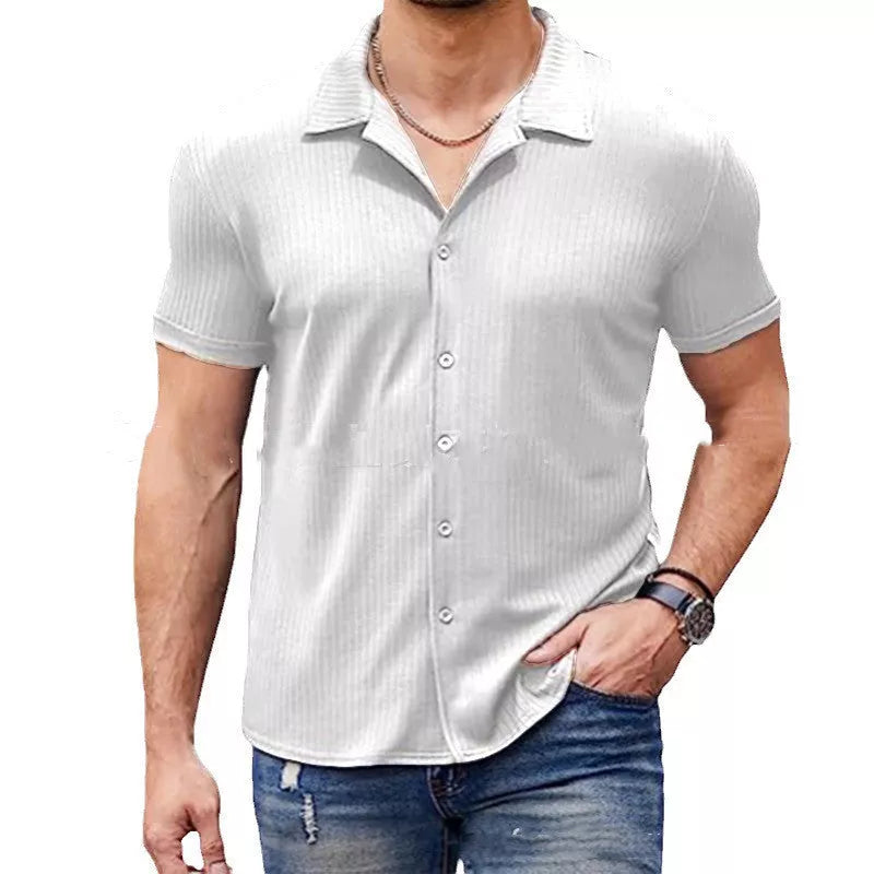 Men's casual cotton blend polo shirt with button collar in various colors