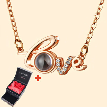 Tanabata Valentine's copper necklace in electroplated gold with grey paper gift box, 45cm chain length