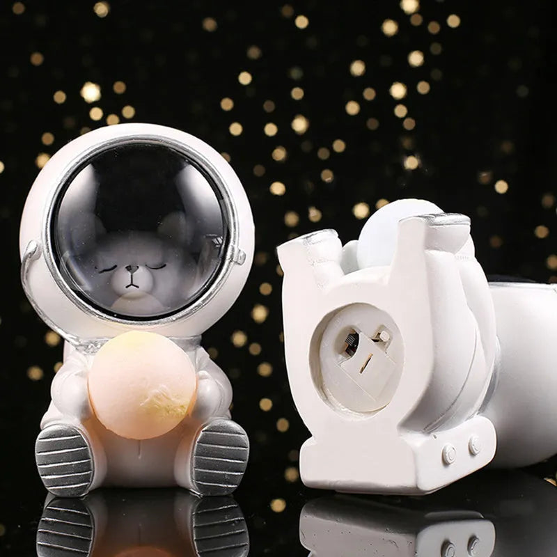 Starry sky animal night light in bear design with LED illumination and resin construction