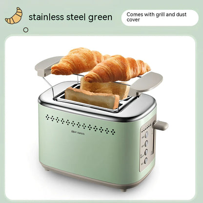 Morning mist green teddy bear toaster measuring 285mm wide with two bread slots and compact design