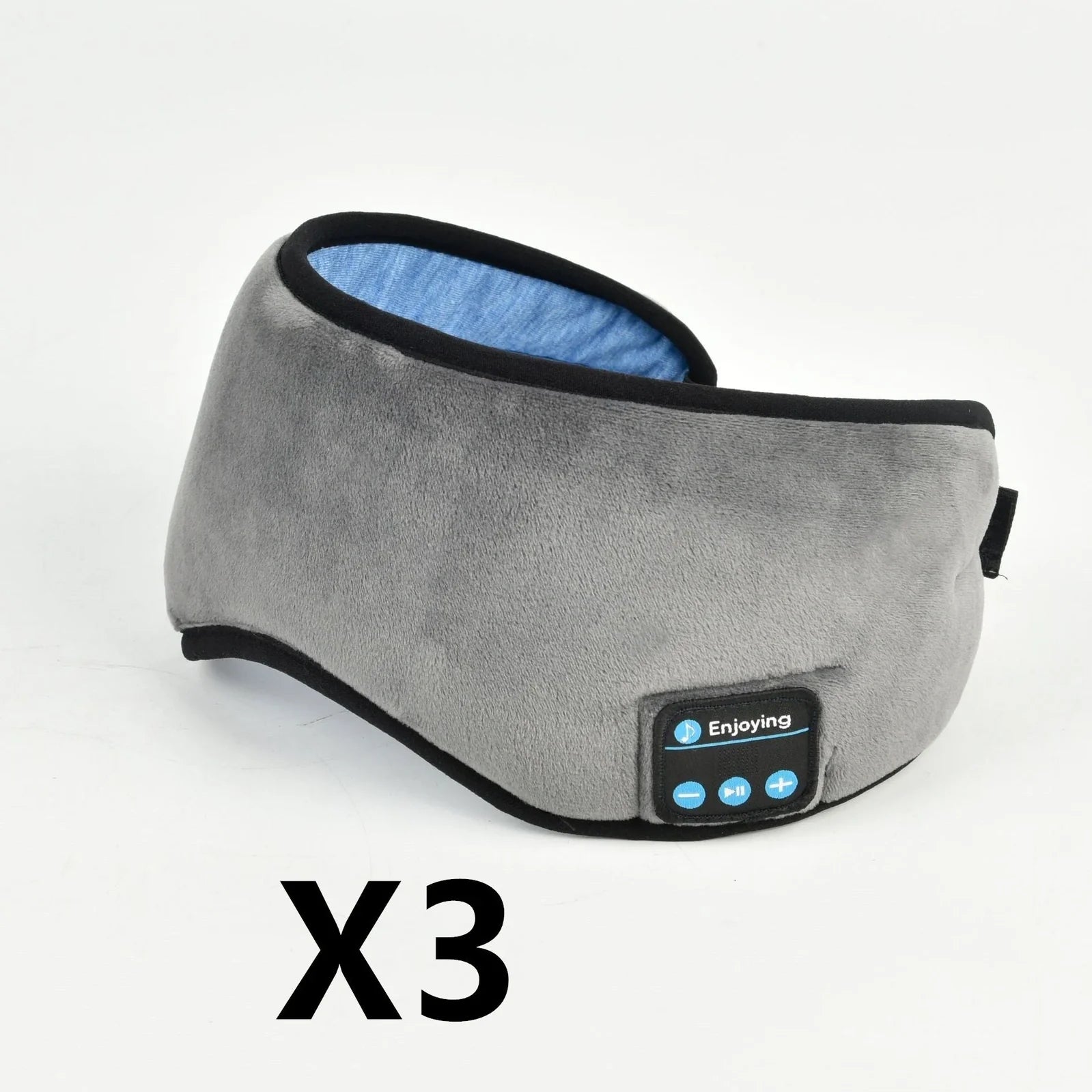 Black contoured eye mask with adjustable straps showing measurements of 20cm width and 10cm height