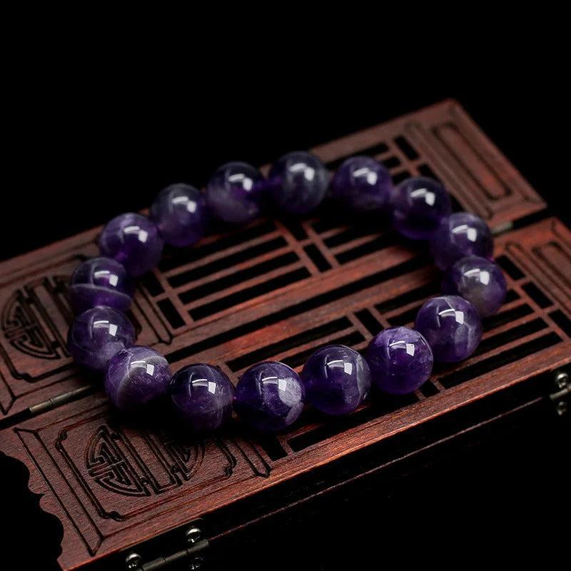 Natural Fantasy Amethyst Bracelet with adjustable string and 6mm-16mm genuine crystal beads