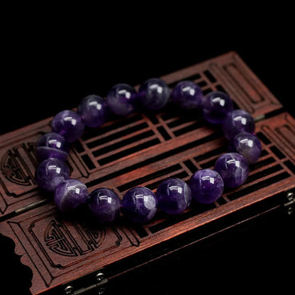 Natural Fantasy Amethyst Bracelet with adjustable string and 6mm-16mm genuine crystal beads