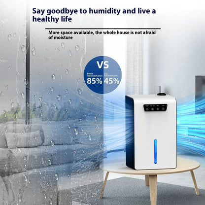 Milky white household dehumidifier with mute operation for bedrooms, 2.6-4.0 litre reservoir