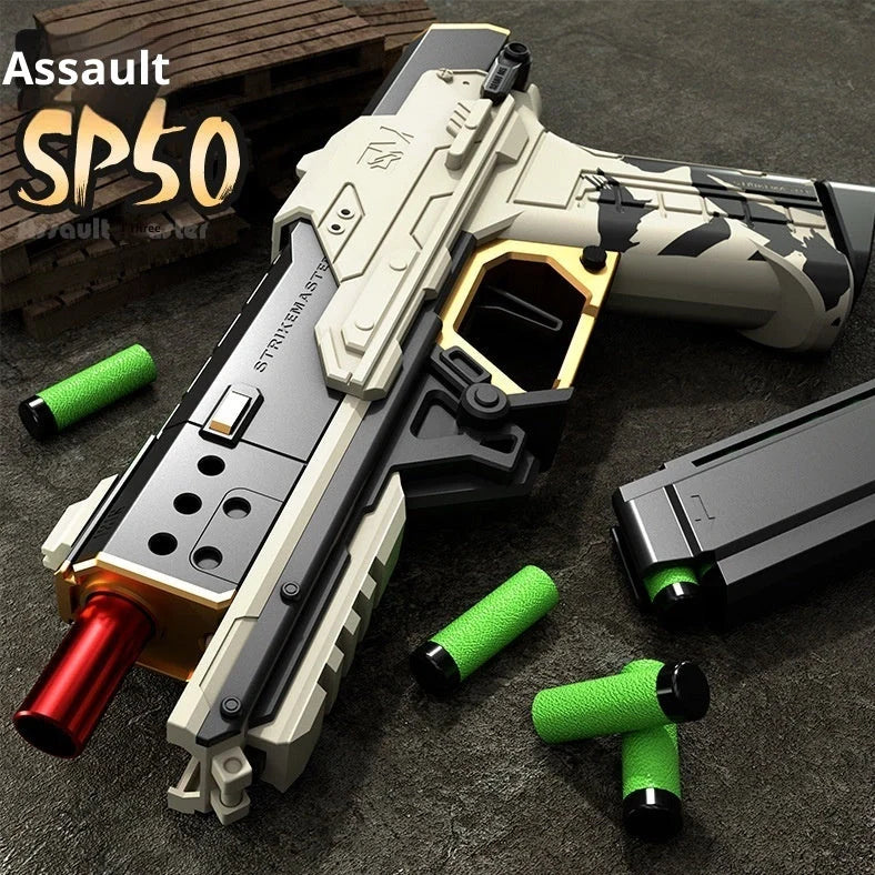 Nylon Attack Master SP50 plastic soft bomb launcher toy with Eva ammunition and detachable magazine