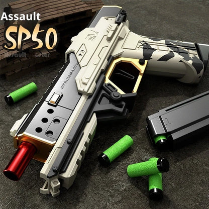 Nylon Attack Master SP50 plastic soft bomb launcher toy with Eva ammunition and detachable magazine