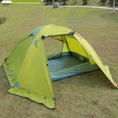 Double layer camping tent with aluminium pole, 3000mm waterproof Oxford cloth base, one bedroom, blue green orange options