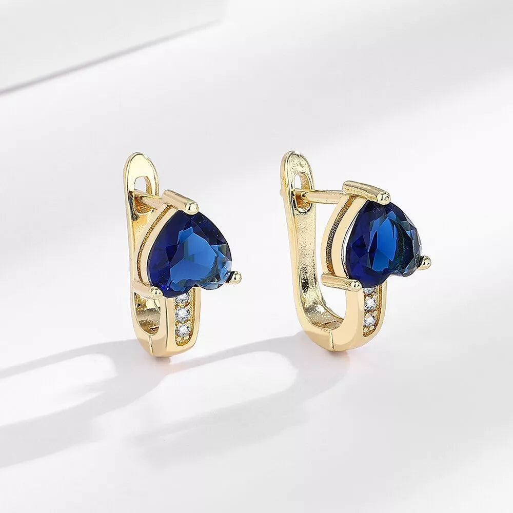 Loving Heart Zircon Ear Clips with diamond accents in heart-shaped design