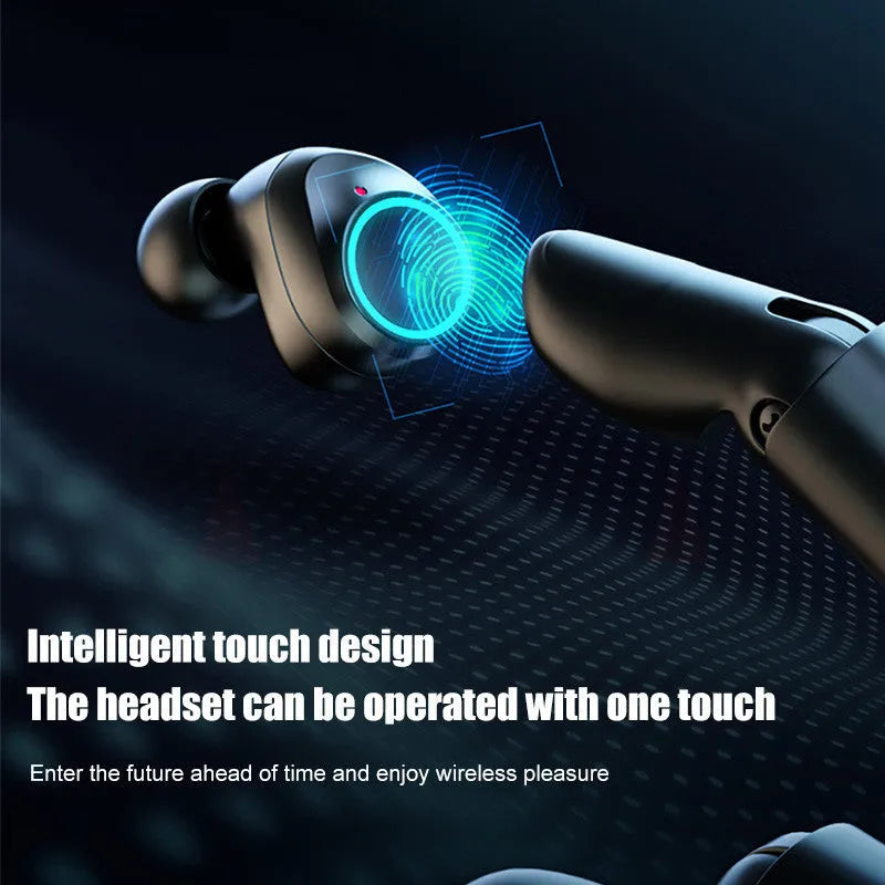 Black Bluetooth gaming headset with charging box and mobile phone charging functionality