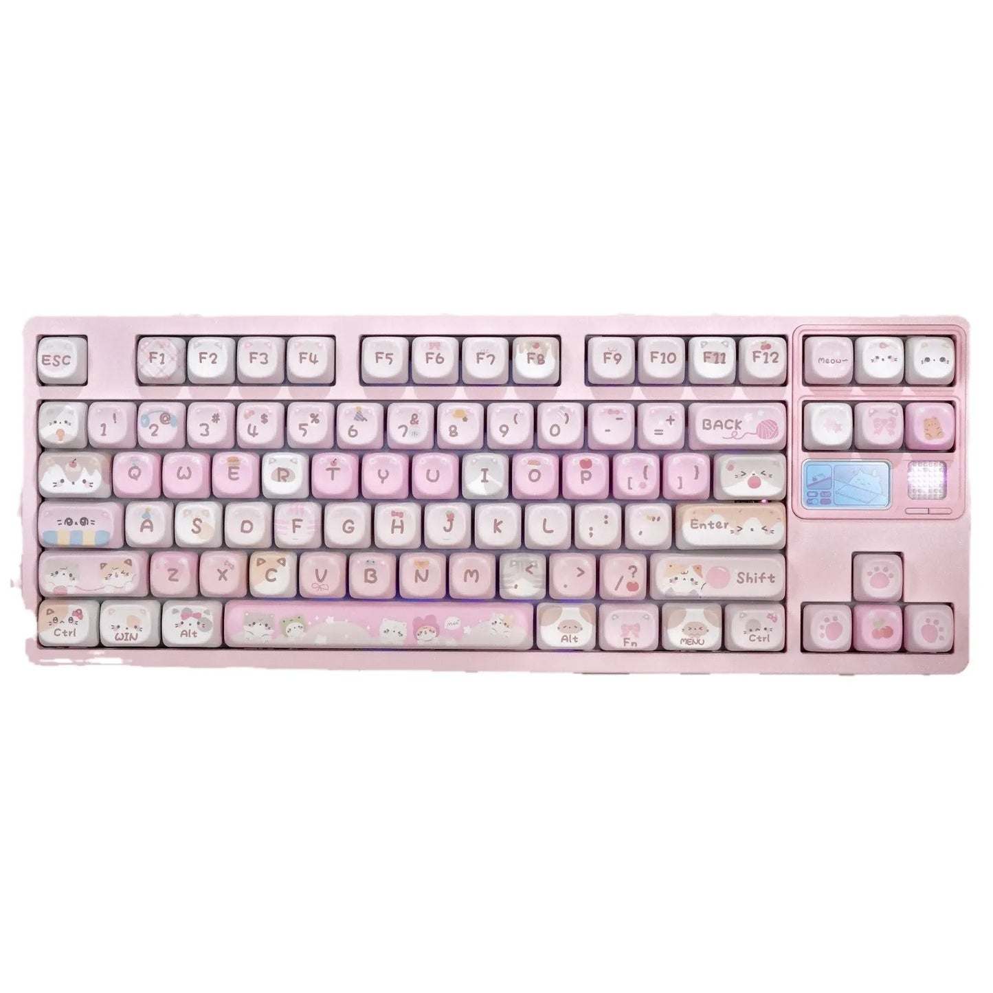 MOA Height five-sided sublimation key cap in solid pink with cartoon design for mechanical keyboards