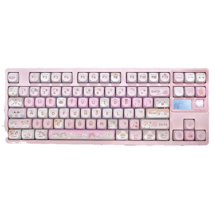 MOA Height five-sided sublimation key cap in solid pink with cartoon design for mechanical keyboards
