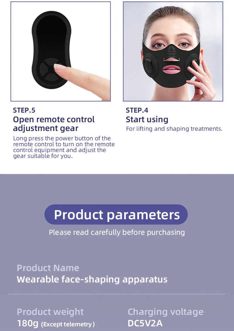 Black handheld photon beauty device for facial skincare with USB charging port