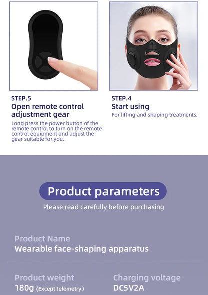 Black handheld photon beauty device for facial skincare with USB charging port