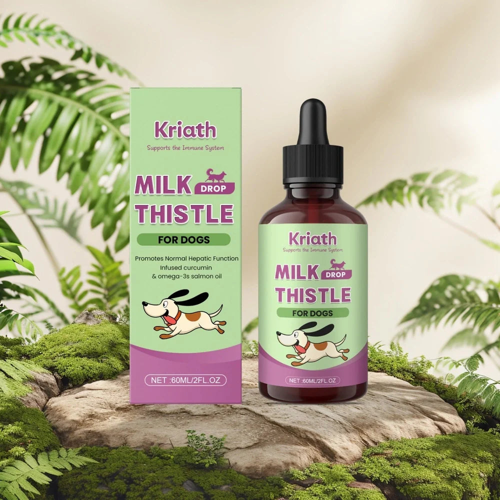 60ml bottle of dog milk thistle extract nutrient solution with omega-3 and turmeric