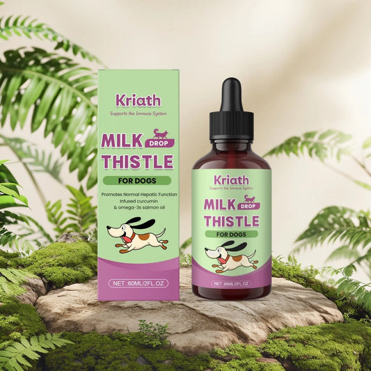 60ml amber glass bottle of dog milk thistle extract nutrient solution with dropper