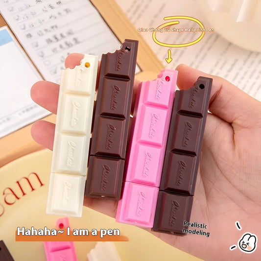 Chocolate ballpoint pen with 0.5mm tip in beige, brown, or pink chocolate design