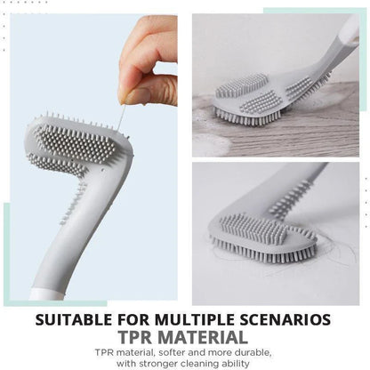 Wall-mounted toilet brush with flexible silicone bristles for easy, effective bathroom cleaning