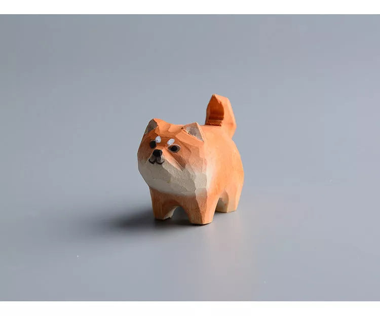 Handmade wooden cat trinkets in gray and orange, perfect for decor or gifts